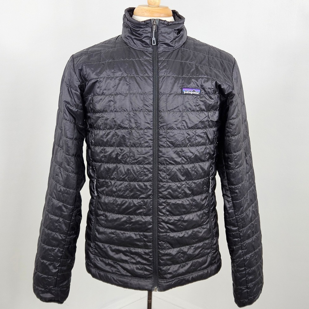 Patagonia Nano Puff Jacket Primaloft Mens Medium Black Brick Quilt Puffer